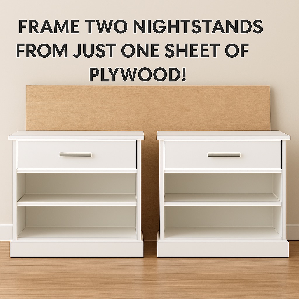 Frameless Nightstands with Drawers and Shelves – Frame a Set of 2 from 1 Sheet of Plywood